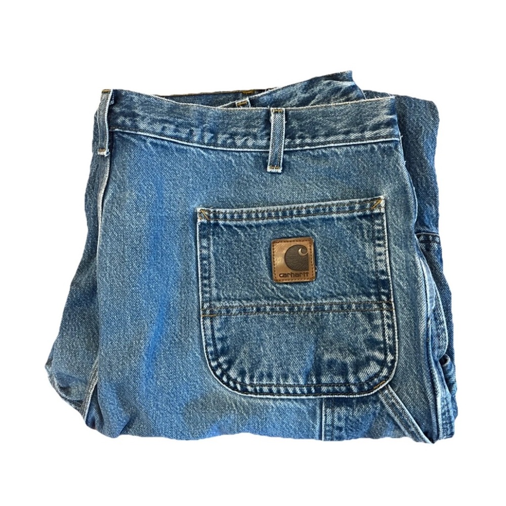 Vintage Carhartt Jeans Jean Carpenter Mens 42x34 B137 DST Blue Denim USA Y2K